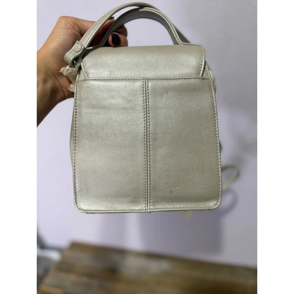 Vintage Fossil Leather Crossbody Bag 1996 Metallic Pearl Minimalist Y2K Grunge